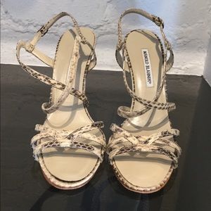 Manolo snake sling back heel